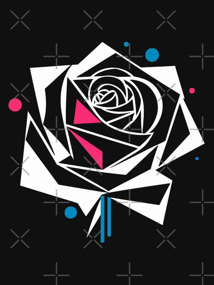 Geometric rose art print — modern botanical line design by xaiartist