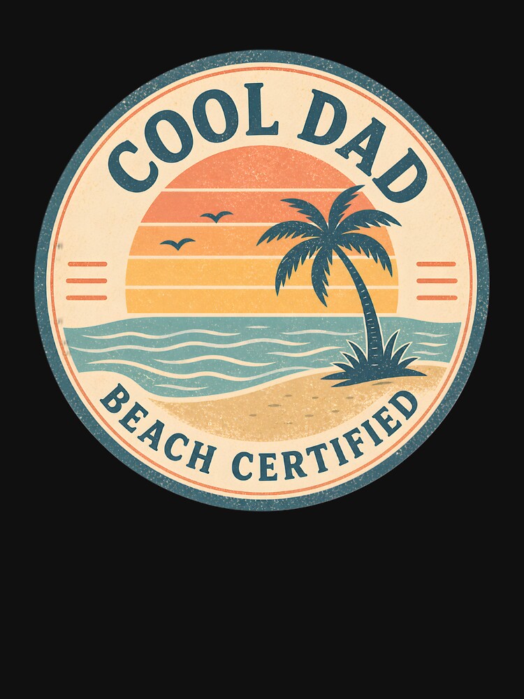 Cool Dad Beach Certified Sticker – Vintage Sunset Ocean Palm Tree Retro Dad Life Decal by FestivityFinds