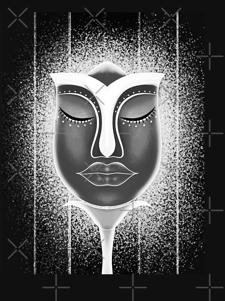 Flower Black And white Face, Women Face One Line Art by Dr.YesOrNo
