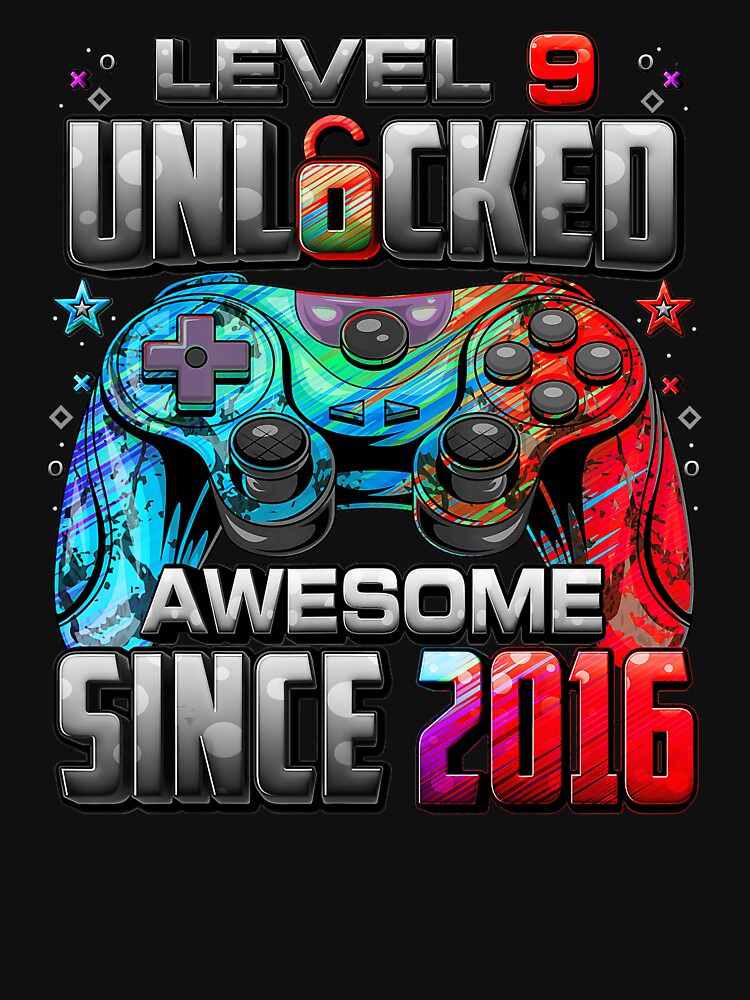 Level 9 Birthday Gamer Controller Art With Retro Arcade Energy by FGTV2021