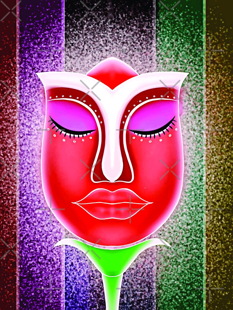 Flower Red Face, Women Face One Line Art by Dr.YesOrNo