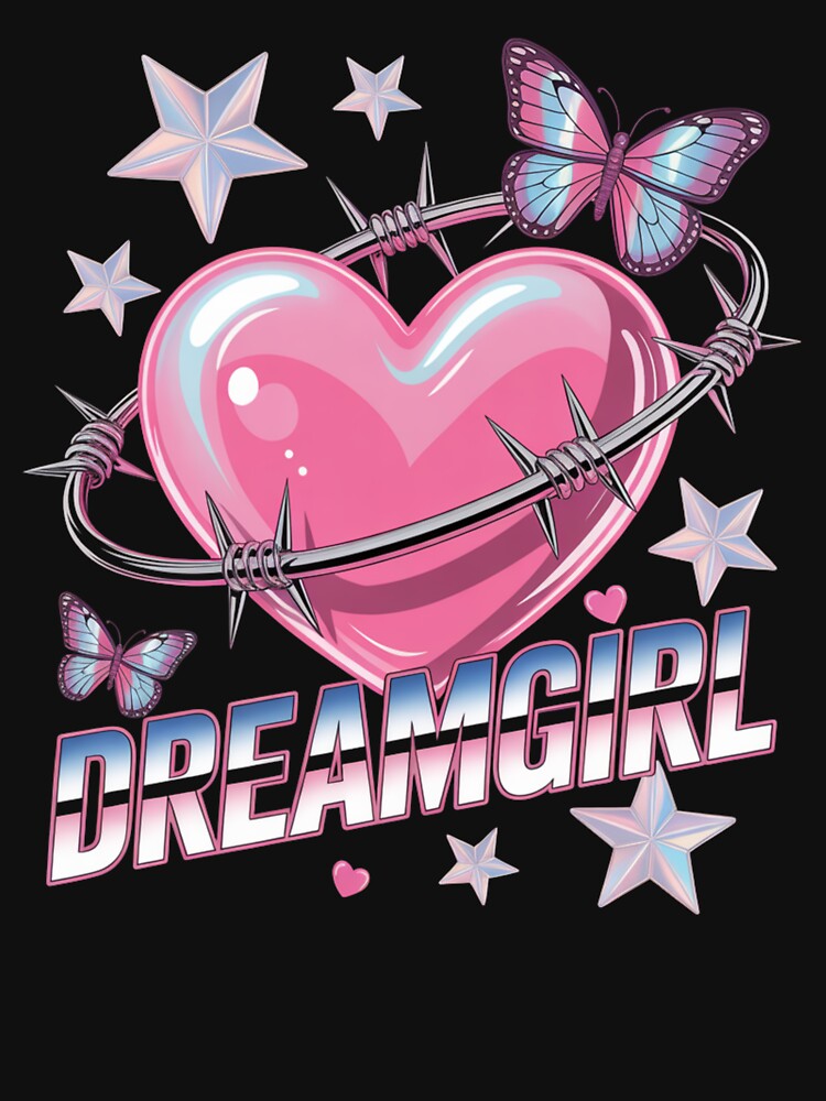 Dreamgirl Barbed Wire Heart Butterfly Stars Y2K Valentine's Day by DarylWelsh2024