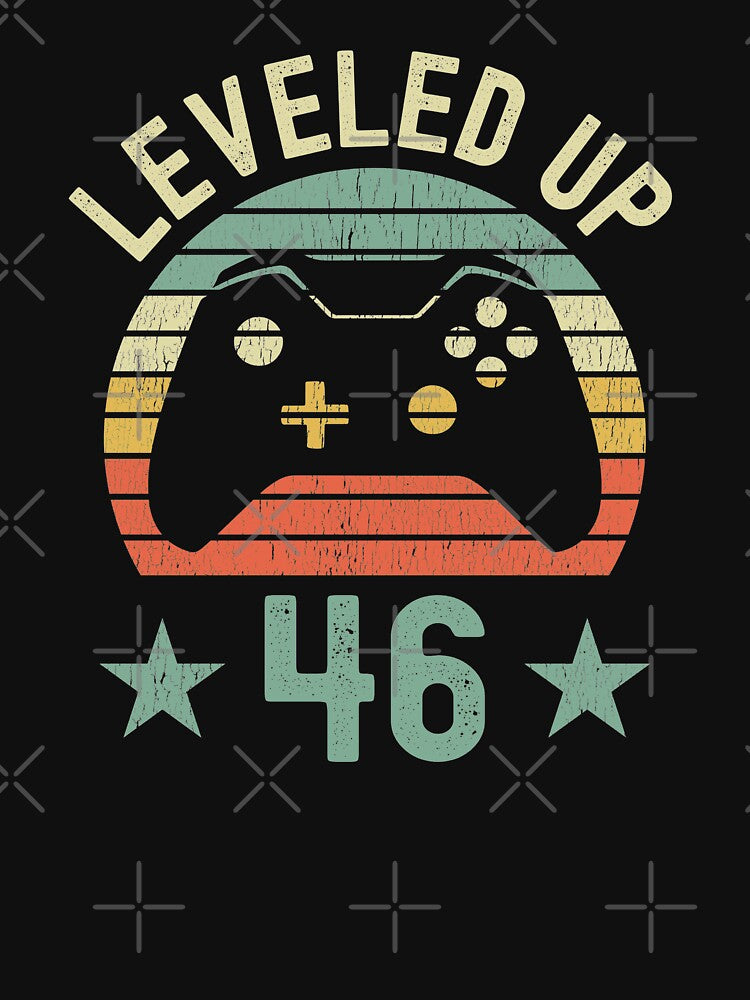 Leveled Up Retro Vintage Gamer 46th Birthday by B-RAD-Designs