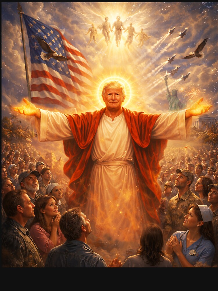 Trump as Jesus Patriotic Graphic by schoolofbullies