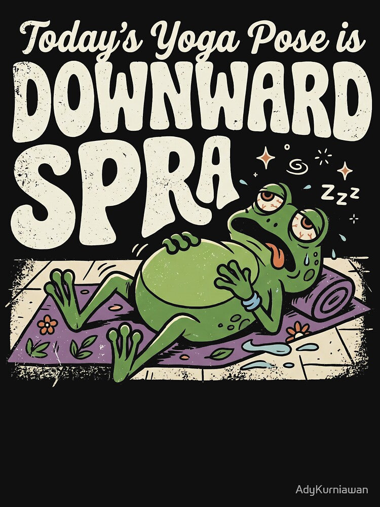 Funny Frog Yoga Downward Sprawl Retro Workout Humor by AdyKurniawan
