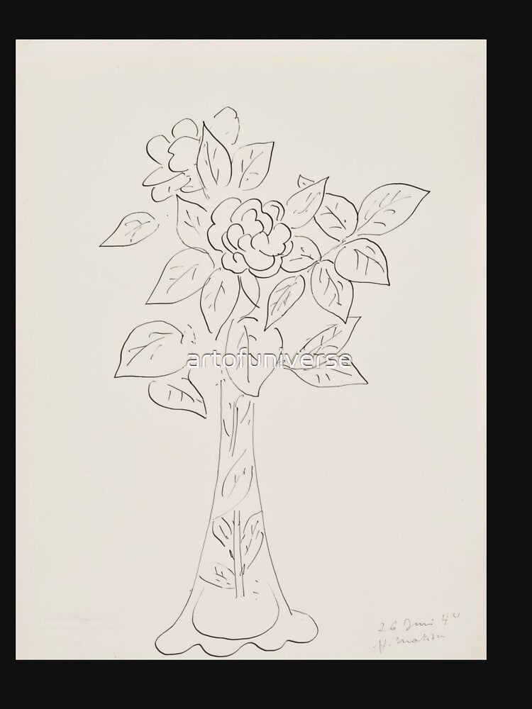 Vase De Fleurs by Henri Matisse: Minimalist Floral Line Art Poster by artofuniverse