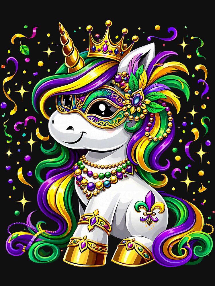 Cute Unicorn Mardi Gras Mask Carnival for Girls Kids Women by KristineLi
