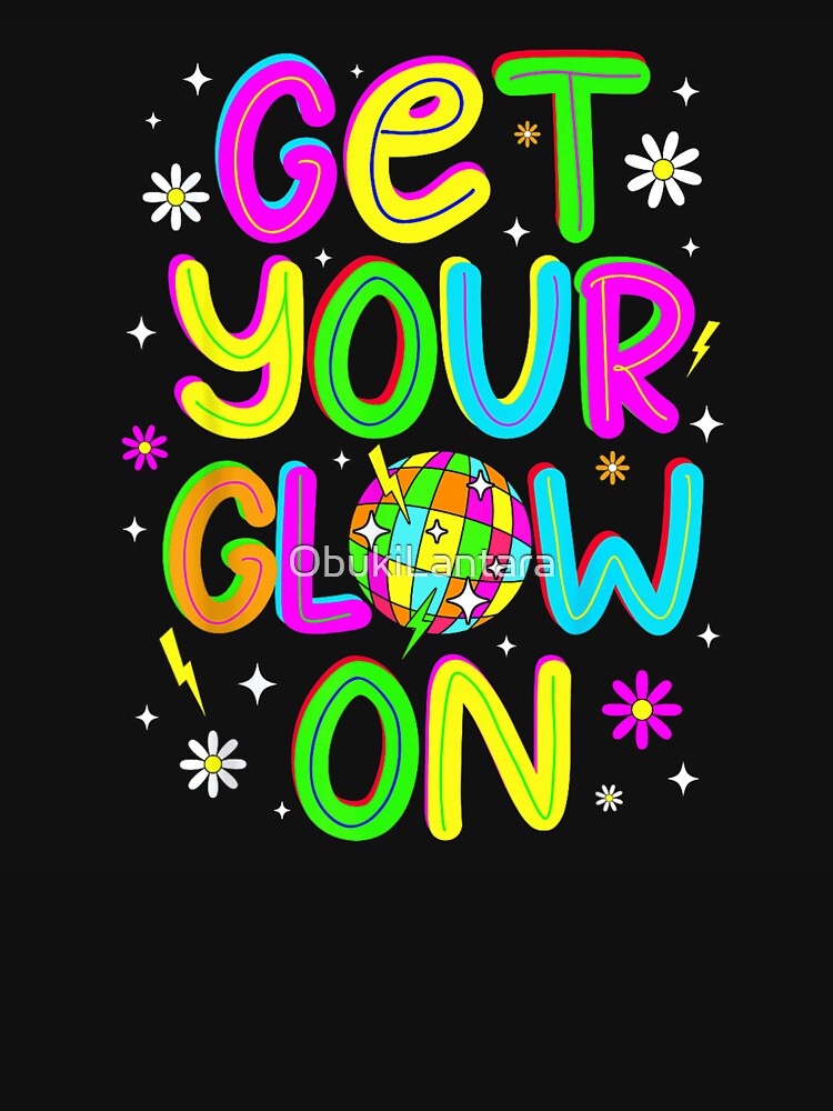 Get Your Glow On Retro Disco Ball Flower Power Party Vibes by ObukiLantara
