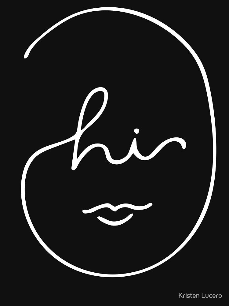 White Abstract Line Art Hi Face by Kristen Lucero
