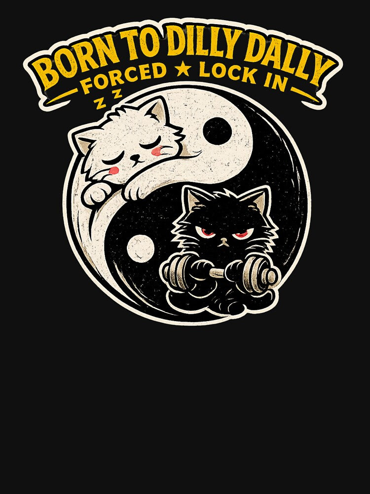 Born To Dilly Dally Forced To Lock In Gym Cat Sticker by VibeOffline Studio