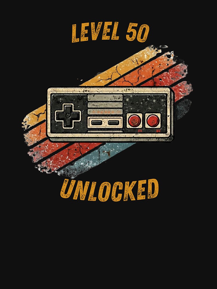 Level 50 Unlocked - Funny 50th Birthday Retro Gamer Gift by JakubDesigns89