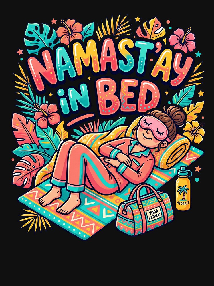 Namast’ay In Bed Yoga Retreat Humor by Wiviendesign