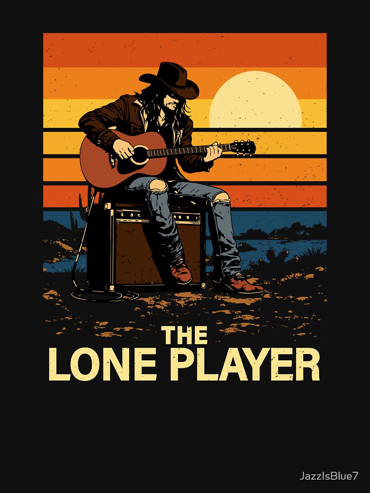 The Lone Player, Cowboy Acoustic Guitar, Desert Sunset Music Art by JazzIsBlue7