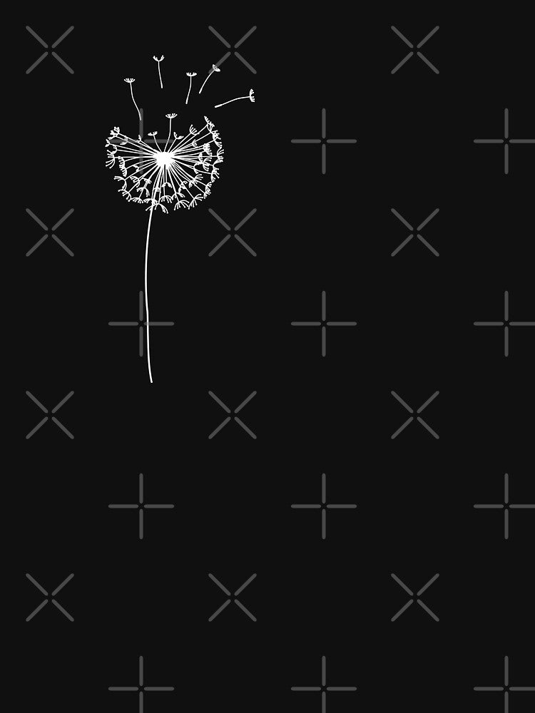Minimalist Dandelion Line Art T-Shirt – White Botanical Design for Dark Shirts by alijun