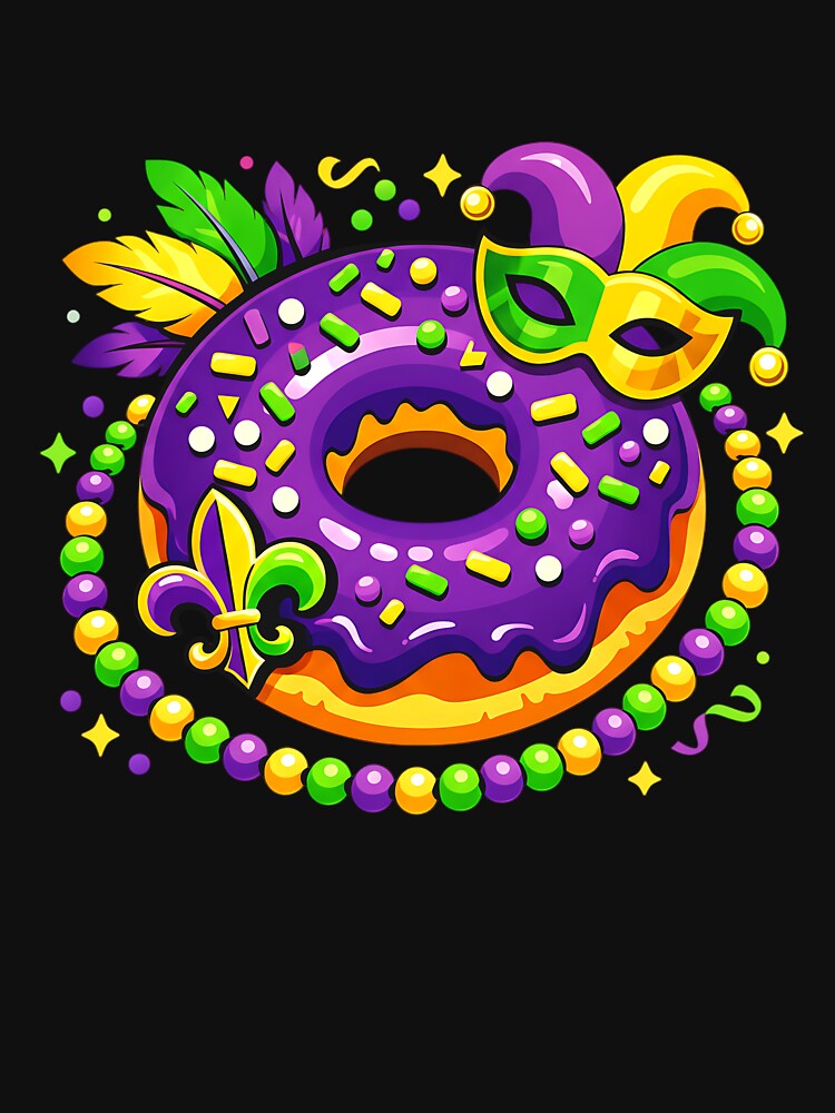 Mardi Gras Donut Lover Mask Beads Pastry Kids Women Men by clothesy7