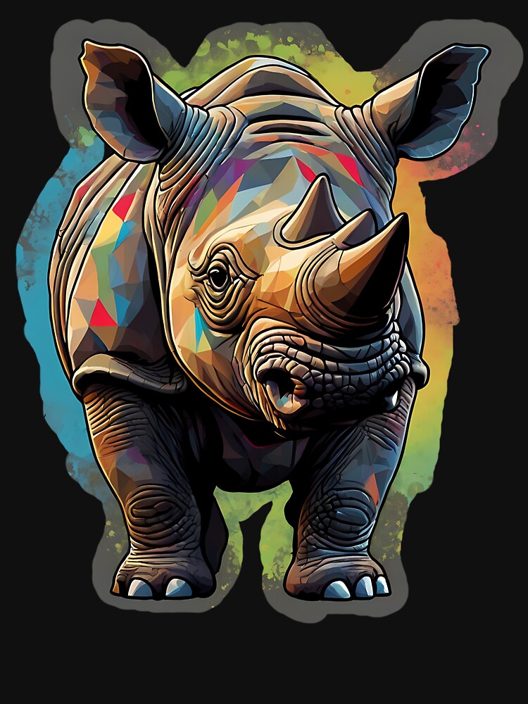 GEOMETRIC RHINO colourful protect our wildlife design by Jt41