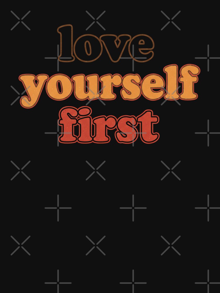 Love Yourself First Retro 70s Groovy Typography Positive Quote by bvdesignart