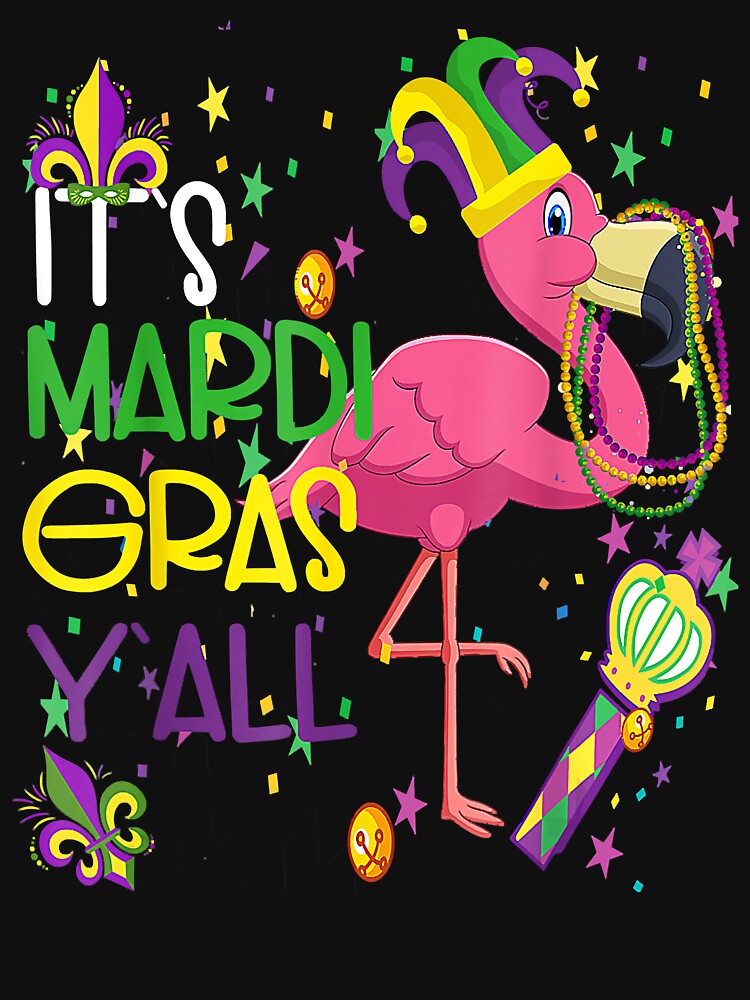 Mask Beads It's Mardi Gras Y'all Funny Flamingo Men Womens by BrandyBare