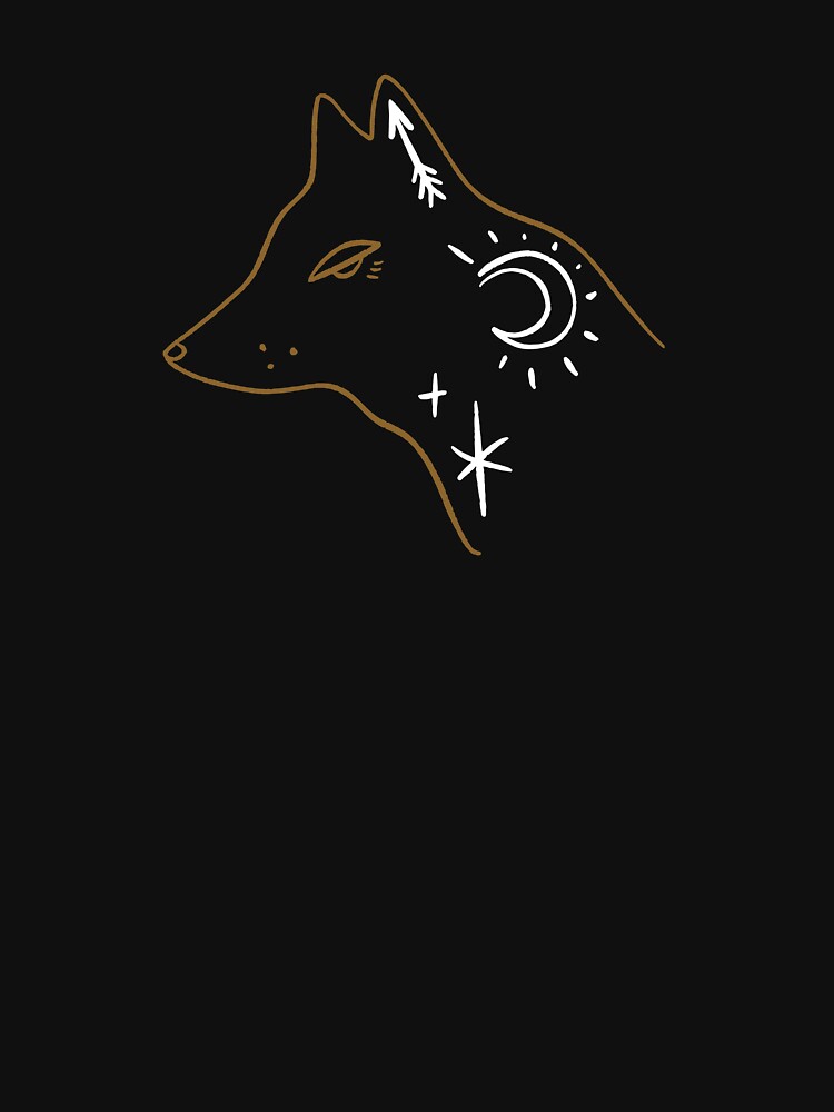 Minimal One Line Wolf Silhouette Art T-Shirt by Sadie Gray