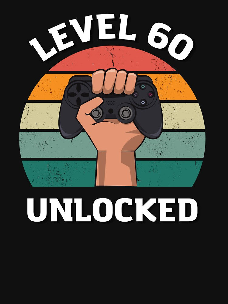 Birthday gift t-shirt for an 60-year-old, Gamer, Level 60 Unlocked by SooNS-Studio