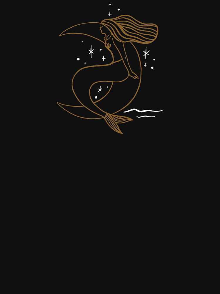 Minimal One Line Mermaid Silhouette Art T-Shirt by Sadie Gray