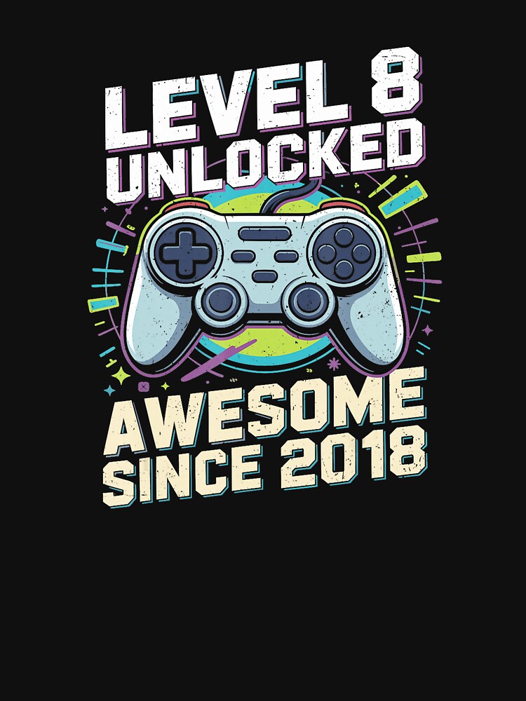 Level 8 Unlocked Gamer Birthday Retro Controller by FGTV2021