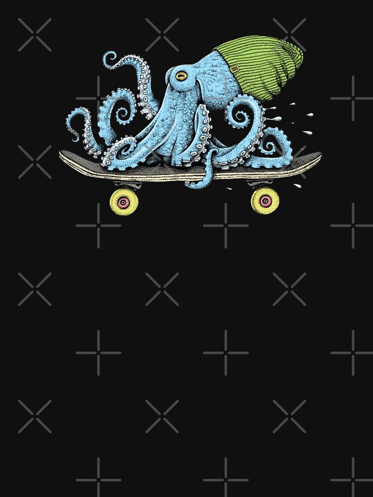Cool Skateboarding Octopus in Beanie – Vintage Ocean Street Style T-Shirts by HomeFarShop