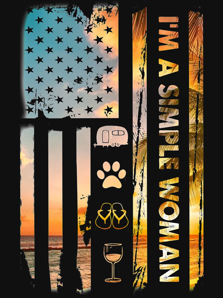I'M A Simple Woman Camping Wine Flip Flops Dog Camp Usa Flag by JosephFineArts