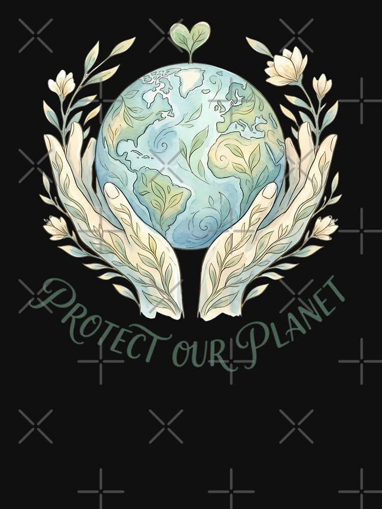 Protect Our Planet Watercolor Earth Embrace by chattsuede