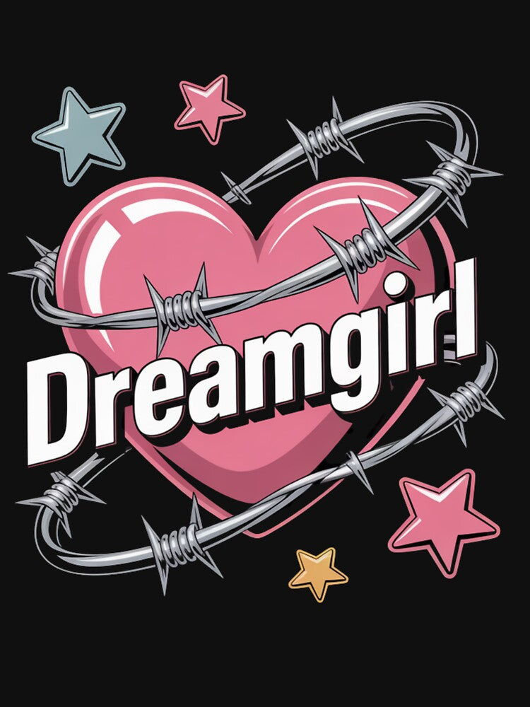 Dreamgirl Barbed Wire Heart Stars Y2K Grunge Valentine's Day by DarylWelsh2024