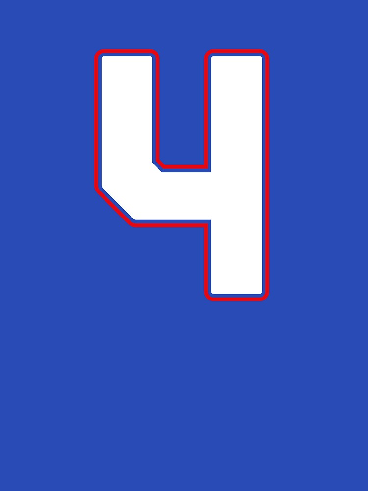 Jersey Number 4 / Player Shirt Number Four (White with Red Outline) by STUDIO-72