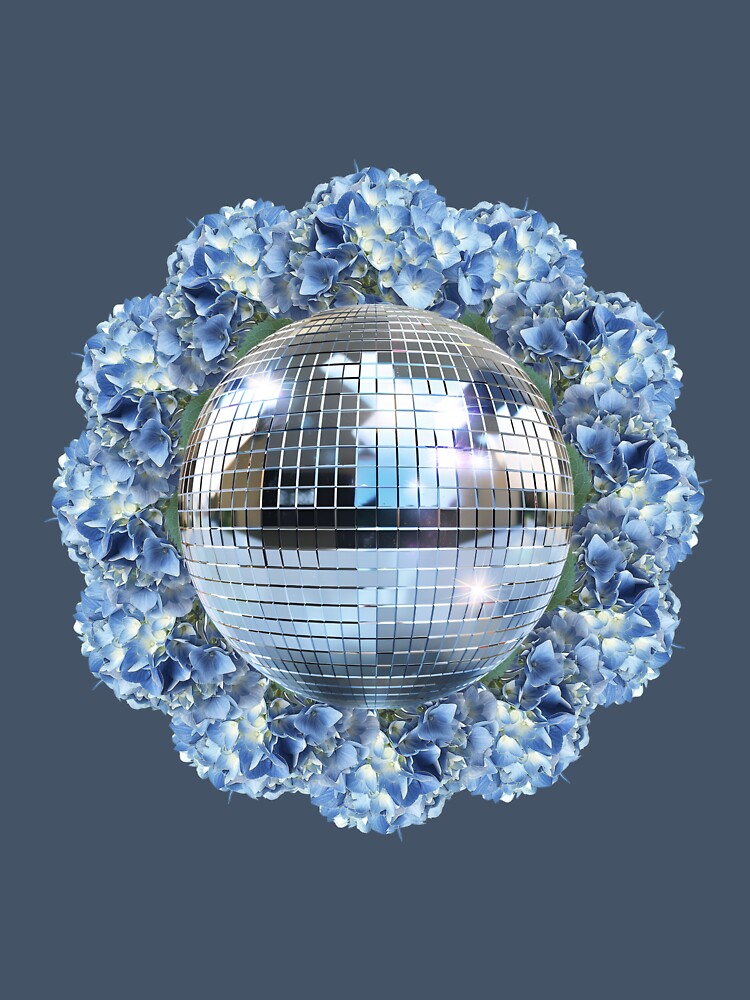 Blue Disco Ball Flower Mandala by todayyesterday