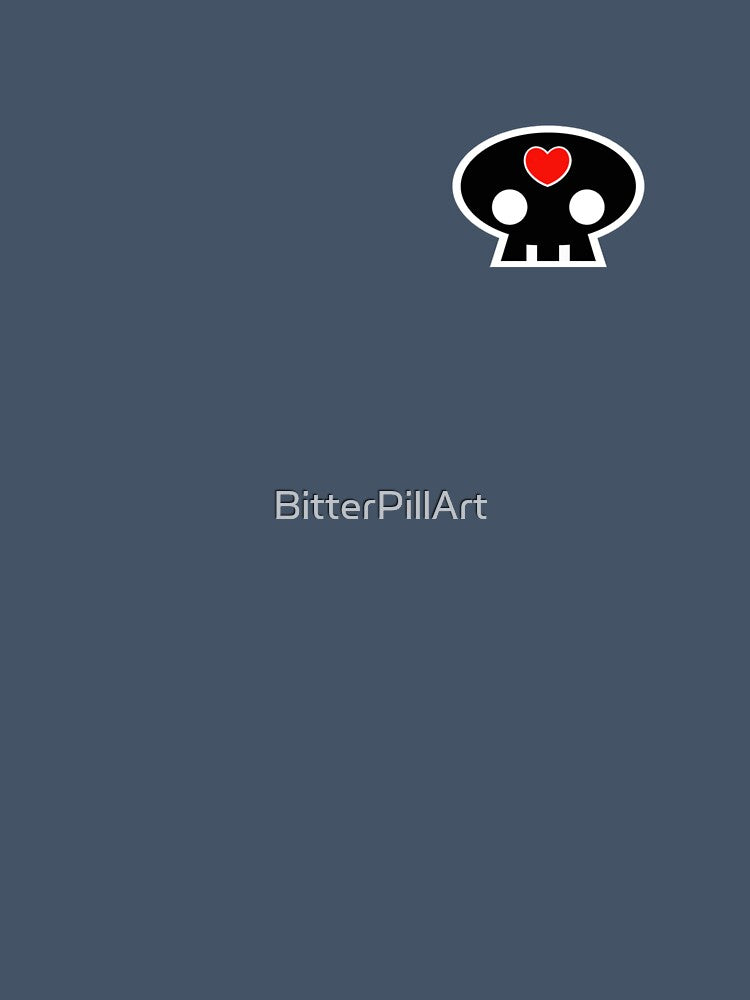 Red Heart Skull – Minimalist Kawaii Gothic Pop Art Design by BitterPillArt