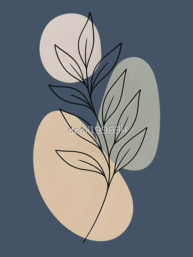Botanical Line Art – Minimalist plant illustration in pastel by domi199834