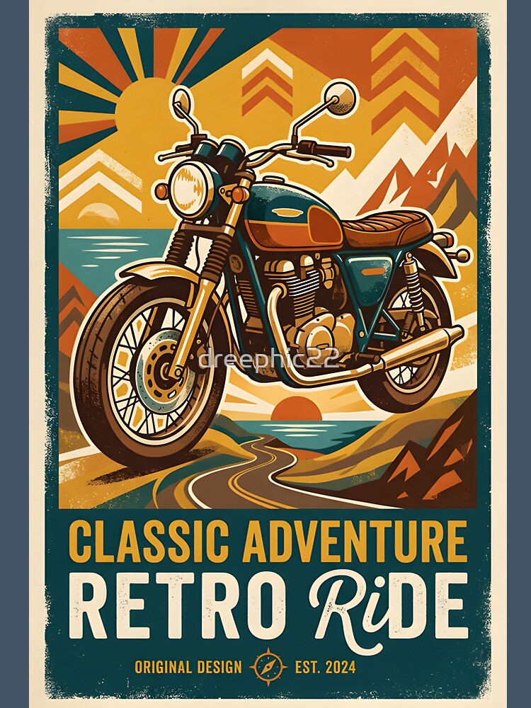 Vintage Adventure Retro Motorcycle Art Aesthetic by dreephic22
