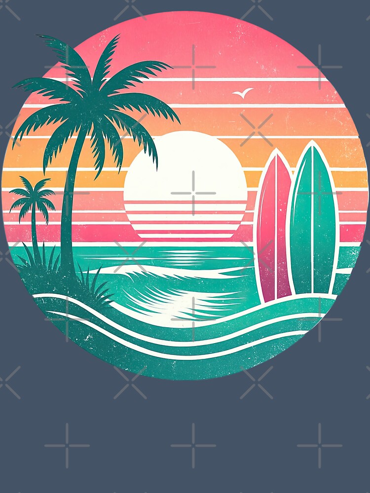Retro Sunset Surf Beach Design by ArtfulWeave