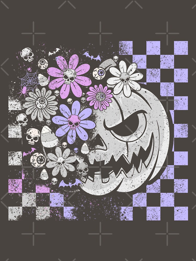 Pastel Goth Pumpkin – Skulls & Flowers Halloween Design by Sandy's Cheeky Studio
