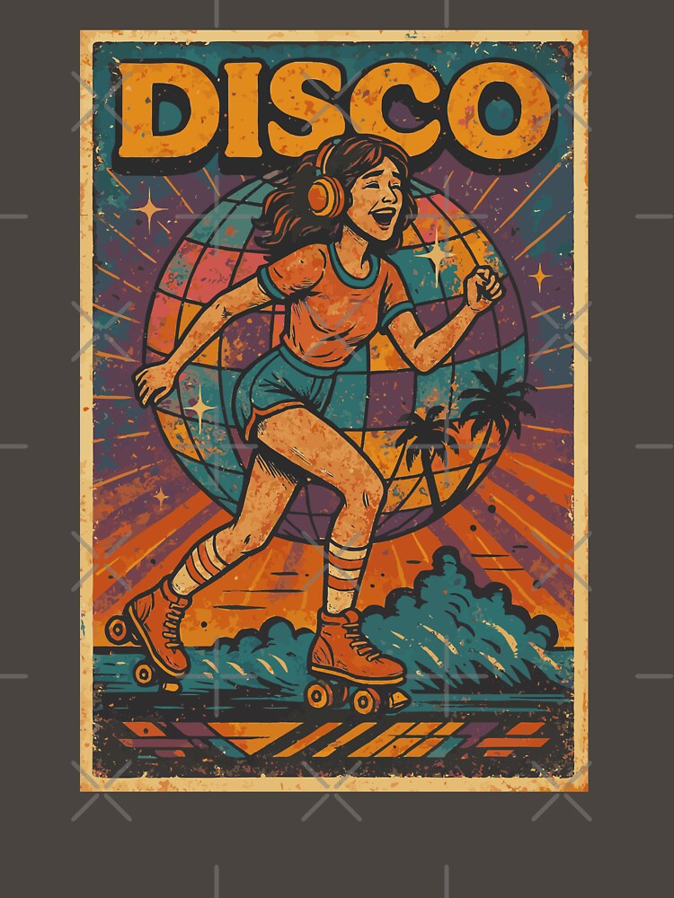 Disco Retro Roller Skating Vintage Poster by Pixel-Up