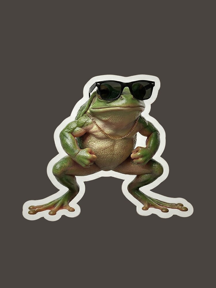 Buff Muscular Frog with Sunglasses & Gold Chain - Gym Meme by Arts Paradise