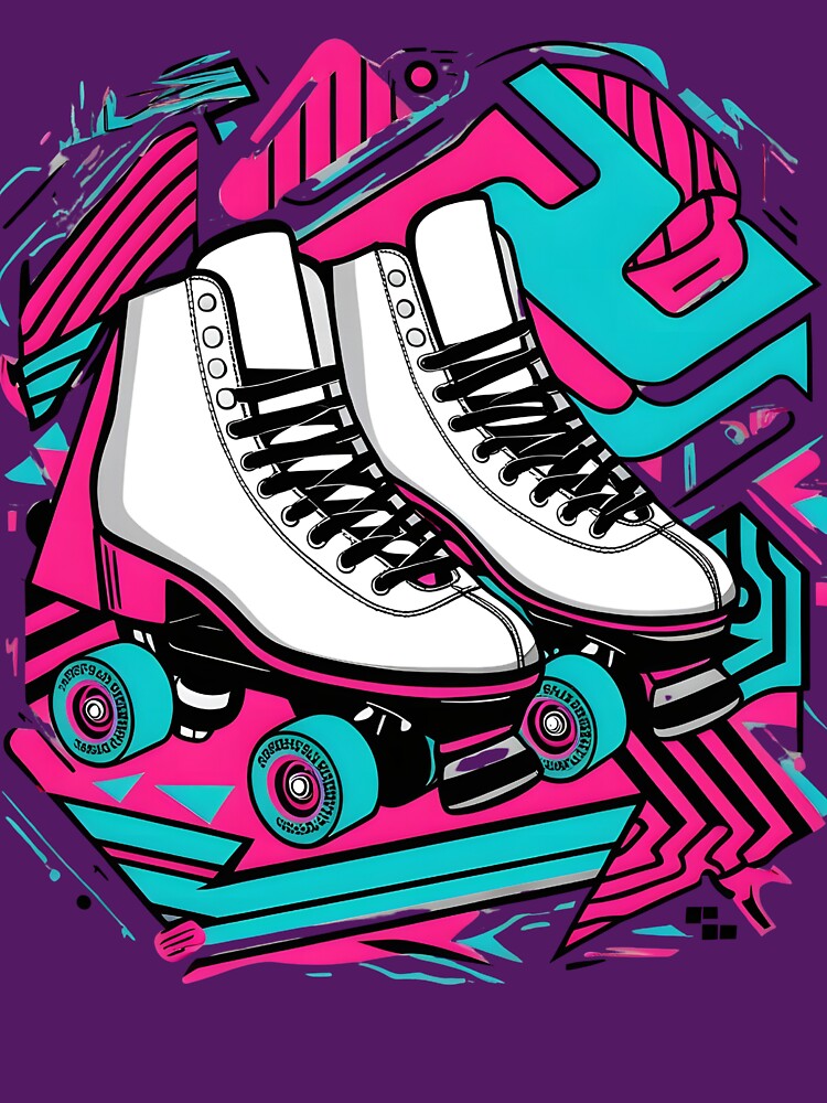 Retro Roller Skates – 80s 90s Neon Pop Art Design by Creatives-USA