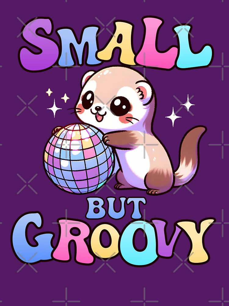 Small But Groovy Ferret Disco Vibes Kawaii Ferret Disco Ball Retro 70s Style Birthday Card by Gay-Koala