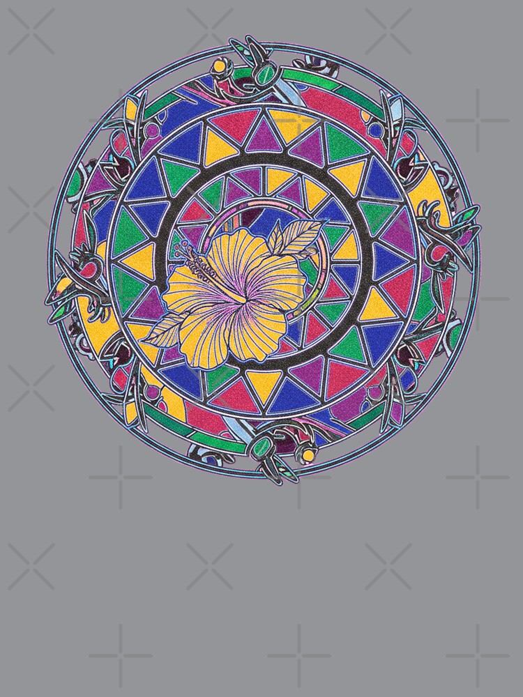 Minimalist Taino Sun & Hibiscus Geometric Stained Glass Art by FitEnvy