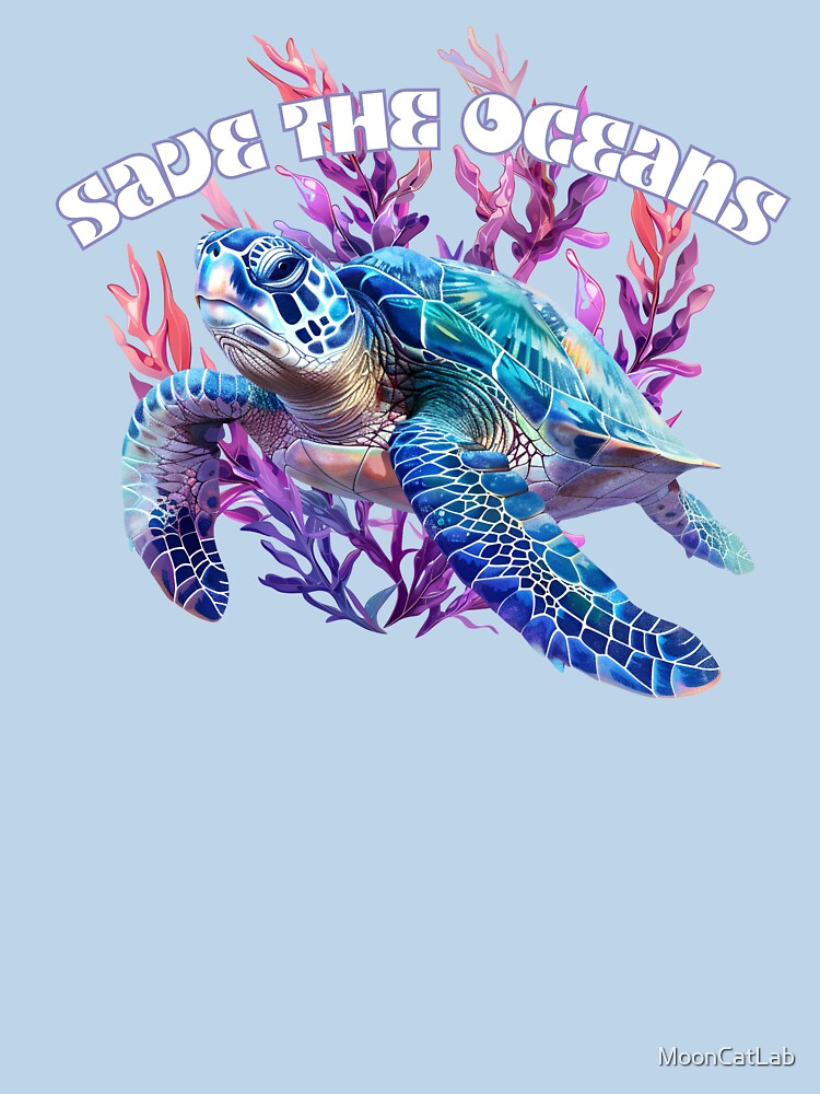 Save the oceans tortle, blue tortle by MoonCatLab