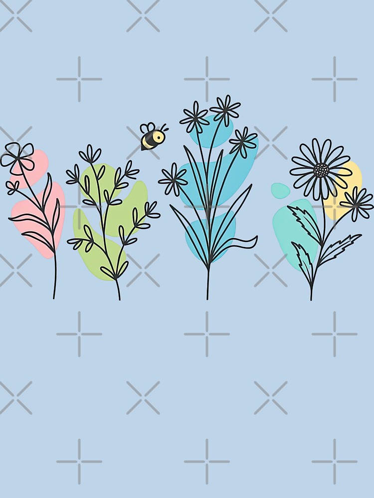 Pastel Abstract Botanical Flowers with Bee by ArtfulWeave