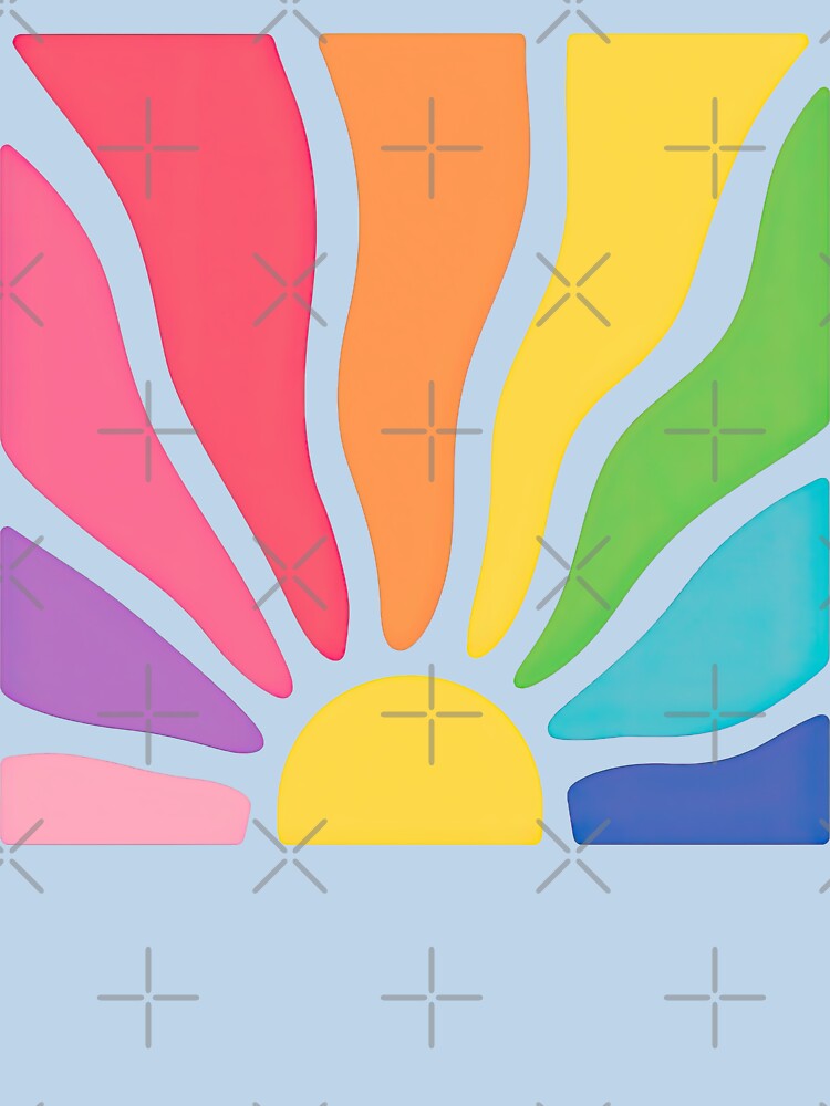 Retro Rainbow Sunburst Abstract Colorful Sunrise Art by ArtfulWeave