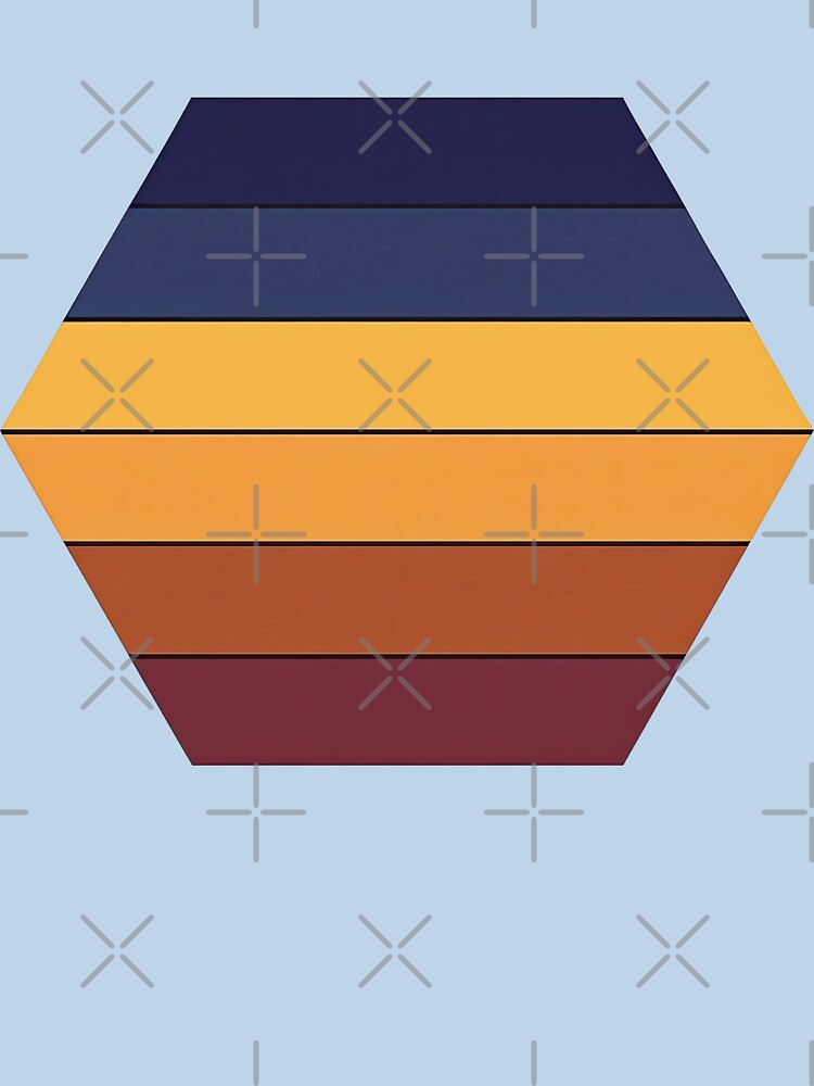 Retro Hexagon Sunset with Warm Gradient Stripes by ArtfulWeave