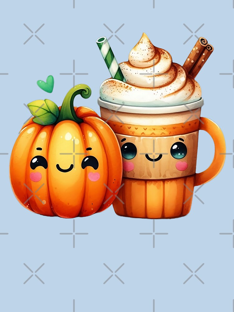 Cute Watercolor Pumpkin and Pumpkin Spice Latte by GVibezPadel