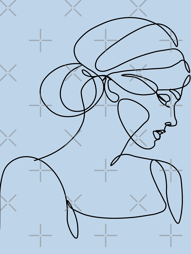 Abstract girl face continuous one line drawing minimalism design by JSWDESIGNS