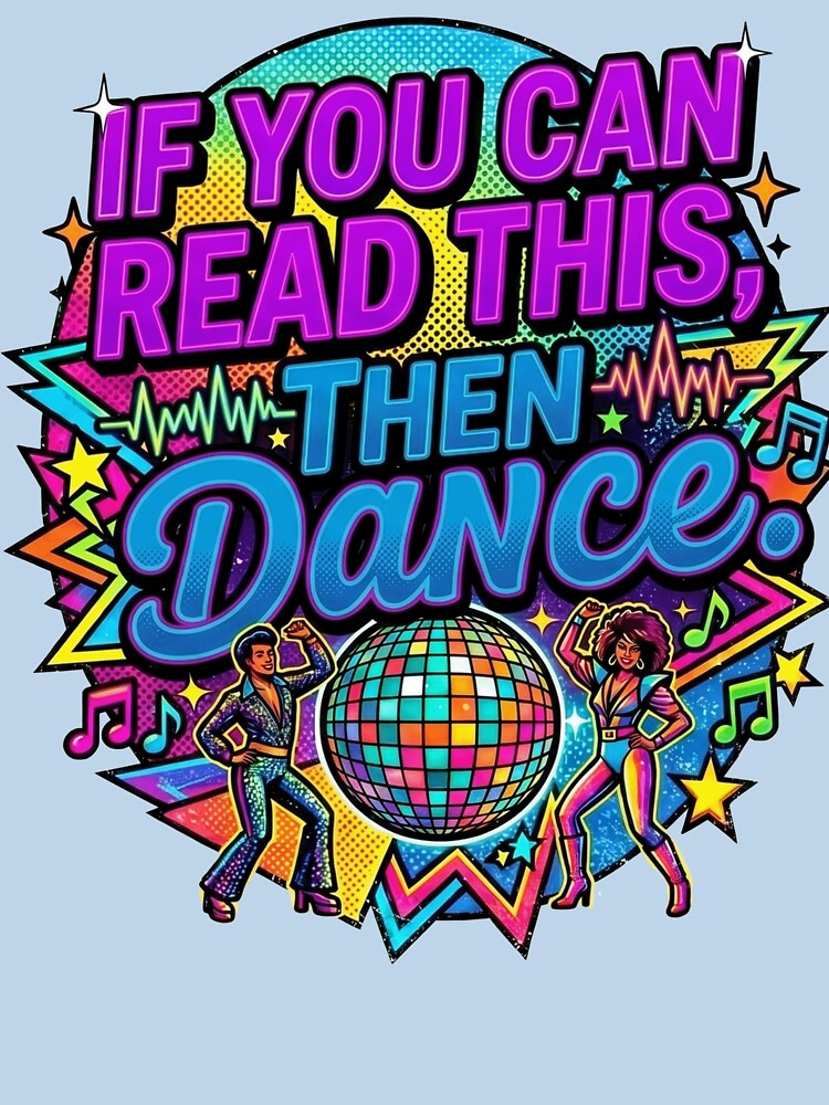 Retro Neon Disco Ball Dance Party Graphic Design by Terry Bain