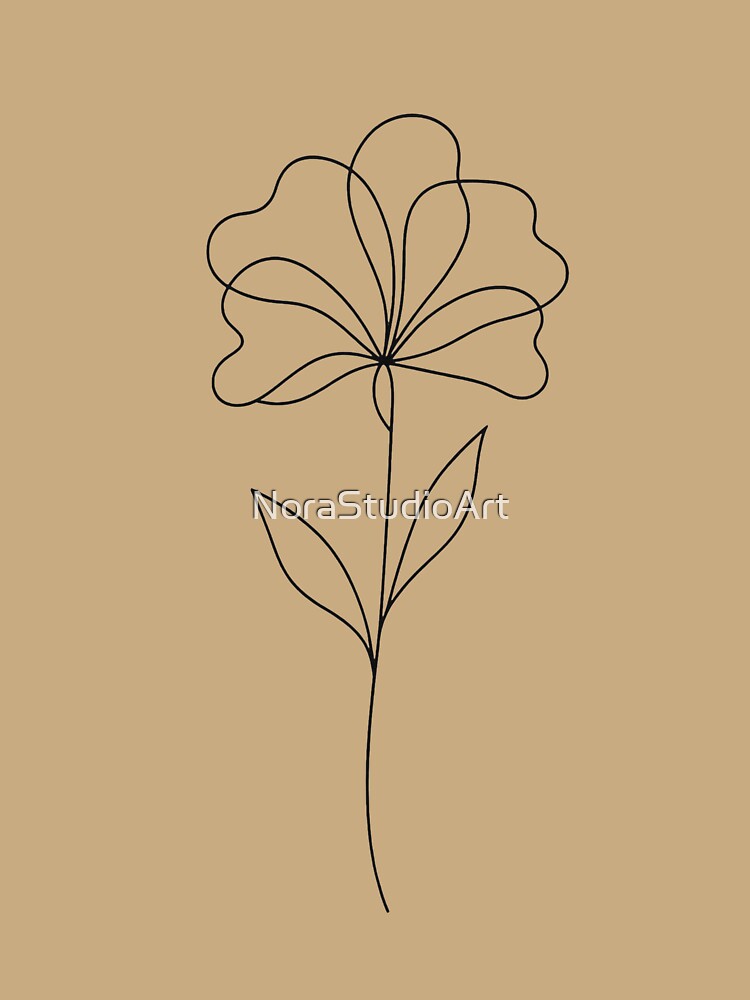 Midnight Bloom No. 2: Delicate Botanical Line Art by NoraStudioArt